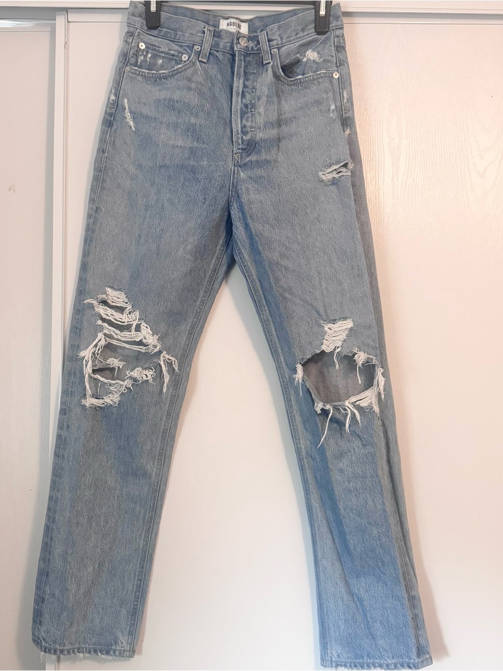 Agolde Blue Distressed High-Rise Jeans